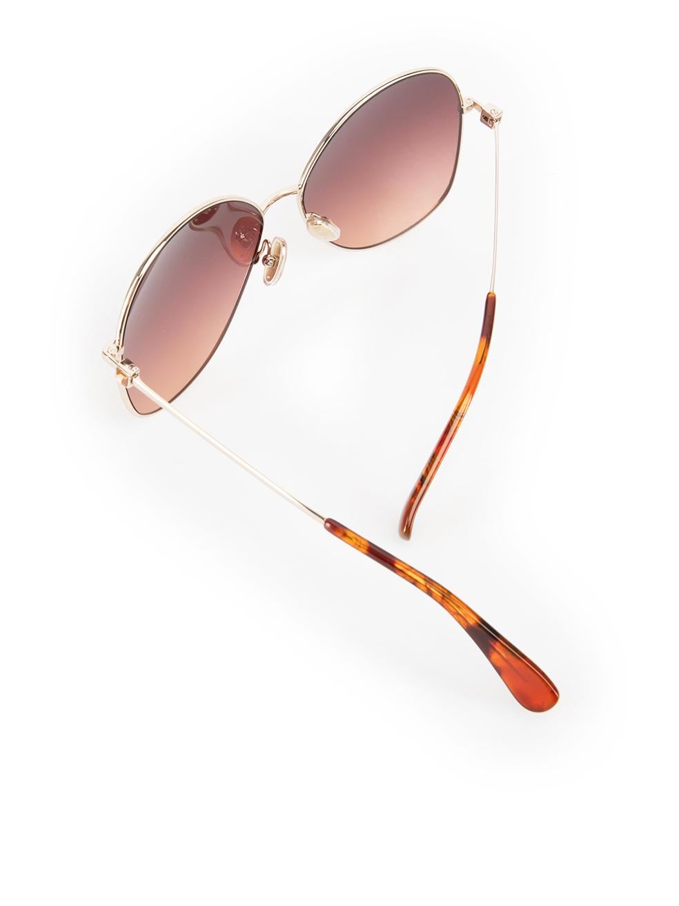 Max Mara Gold & Brown Metal Gradient Sunglasses 2