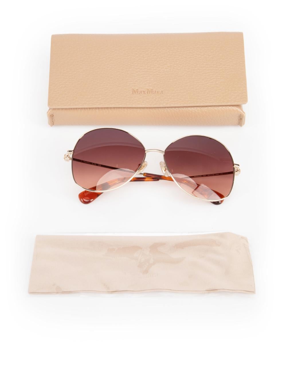 Max Mara Gold & Brown Metal Gradient Sunglasses 4