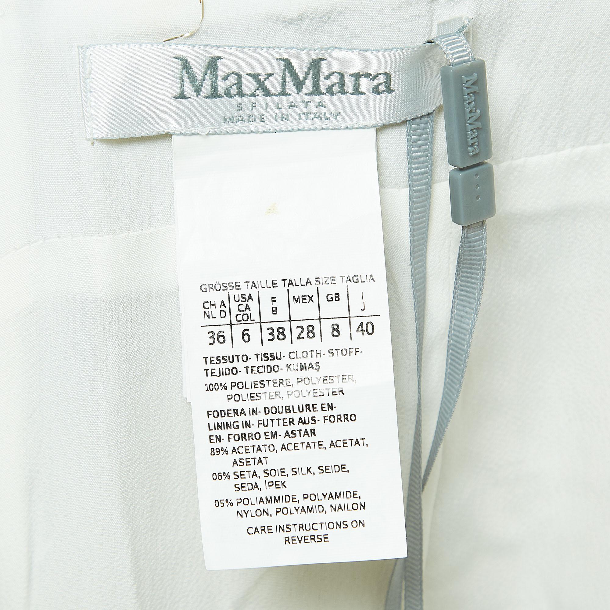 Max Mara Gold/Silver Metallic Fringed Crepe Gavetta Skirt S For Sale 1