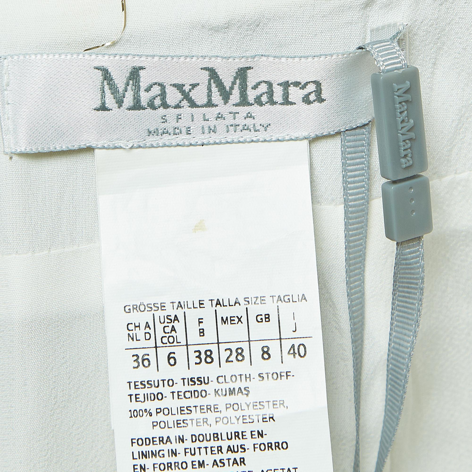 Max Mara Gold/Silver Metallic Fringed Crepe Gavetta Skirt S For Sale 2