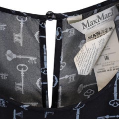 Max Mara Golf Key Printed T-Shirt in navy Blue Silk