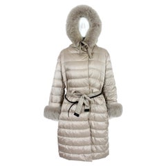 Used Max Mara Gray Goose Down Fur Coat