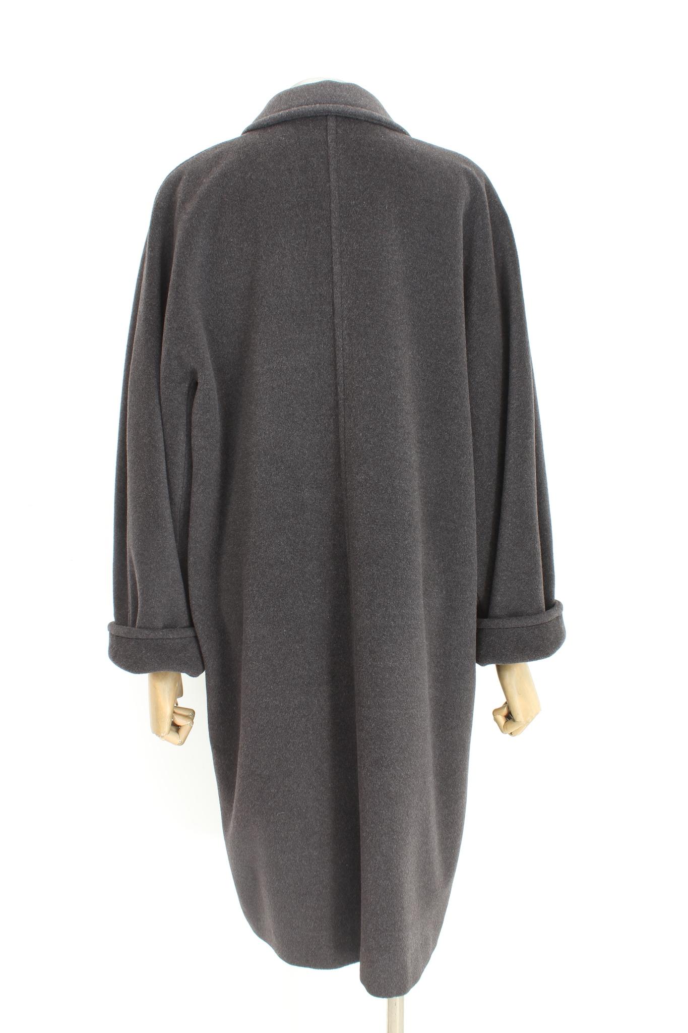 Max Mara Gray Wool Double Breast Vintage Maxi Coat 1990s In Excellent Condition In Brindisi, Bt