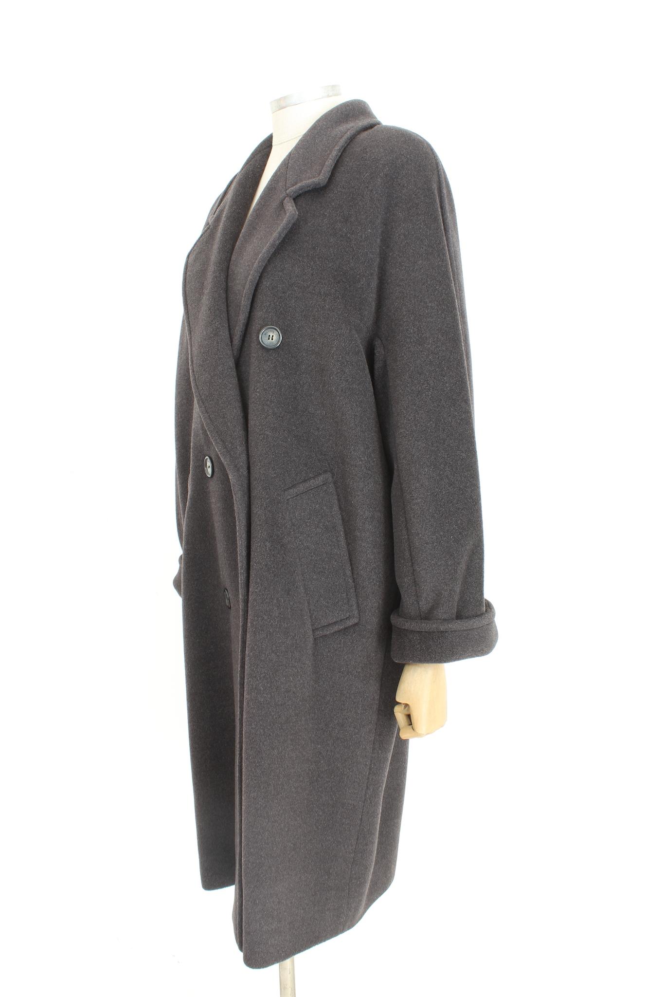 Max Mara Gray Wool Double Breast Vintage Maxi Coat 1990s 2