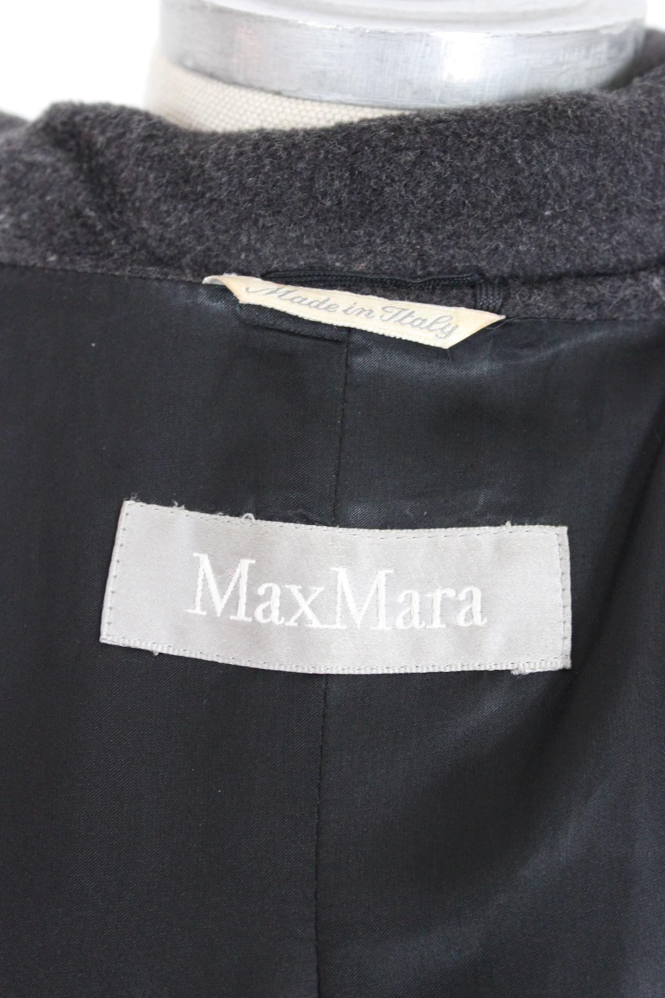 Max Mara Gray Wool Double Breast Vintage Maxi Coat 1990s 3