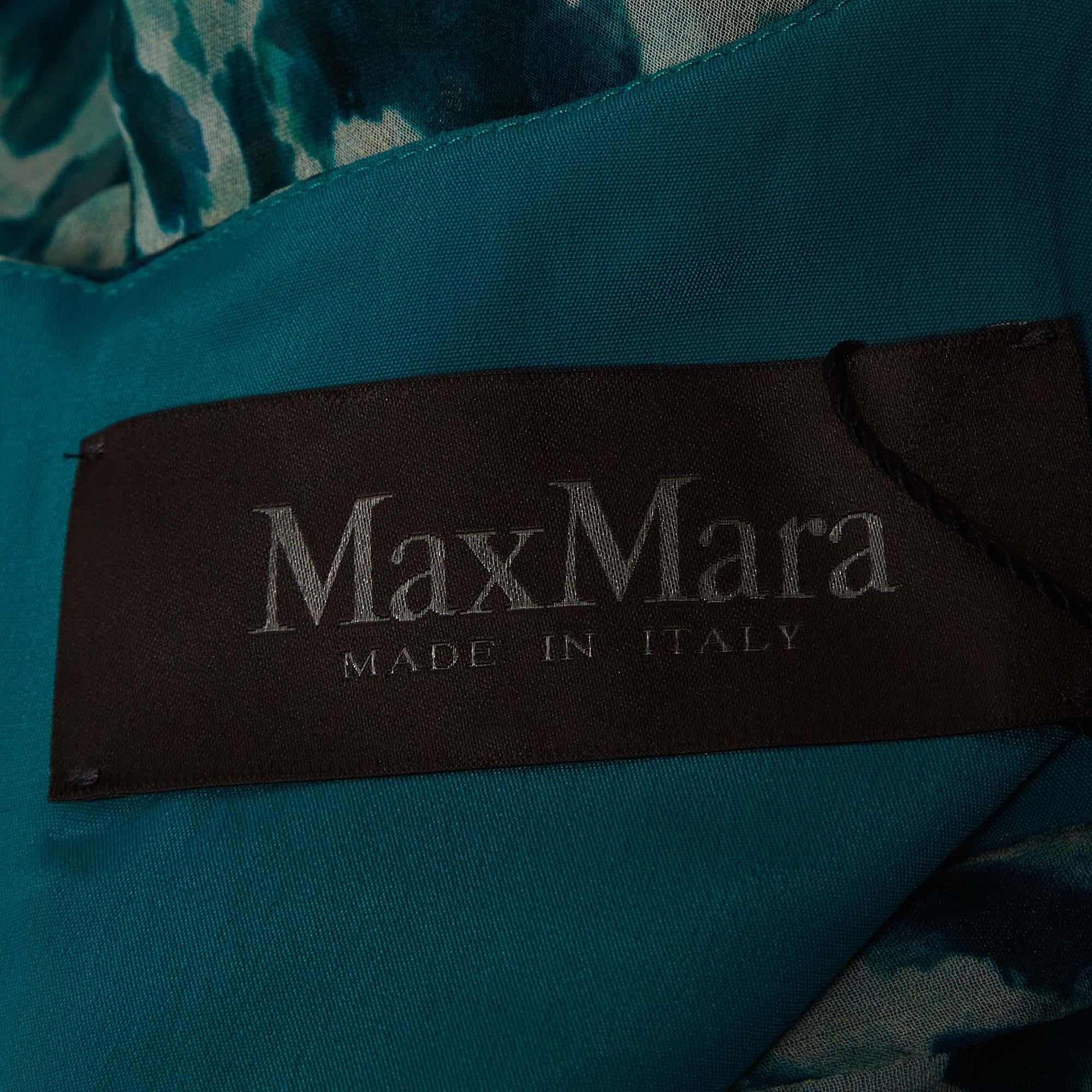 Max Mara Maxi Vestido sin mangas de seda con estampado animal verde S en Bueno Estado en Dubai, Al Qouz 2