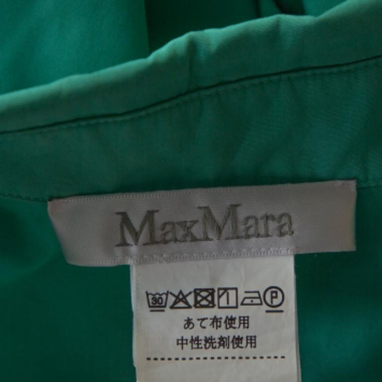 Max Mara Green Cotton Button Front Shirt Dress S For Sale 1