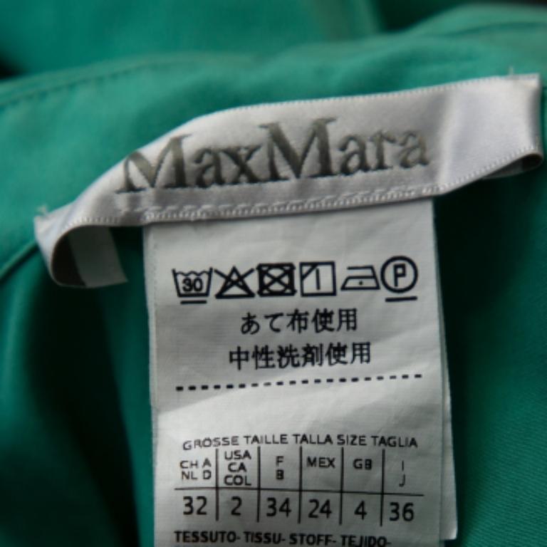 Max Mara Green Cotton Button Front Shirt Dress S For Sale 2
