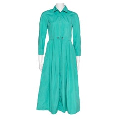 Max Mara Green Cotton Button Front Shirt Dress S