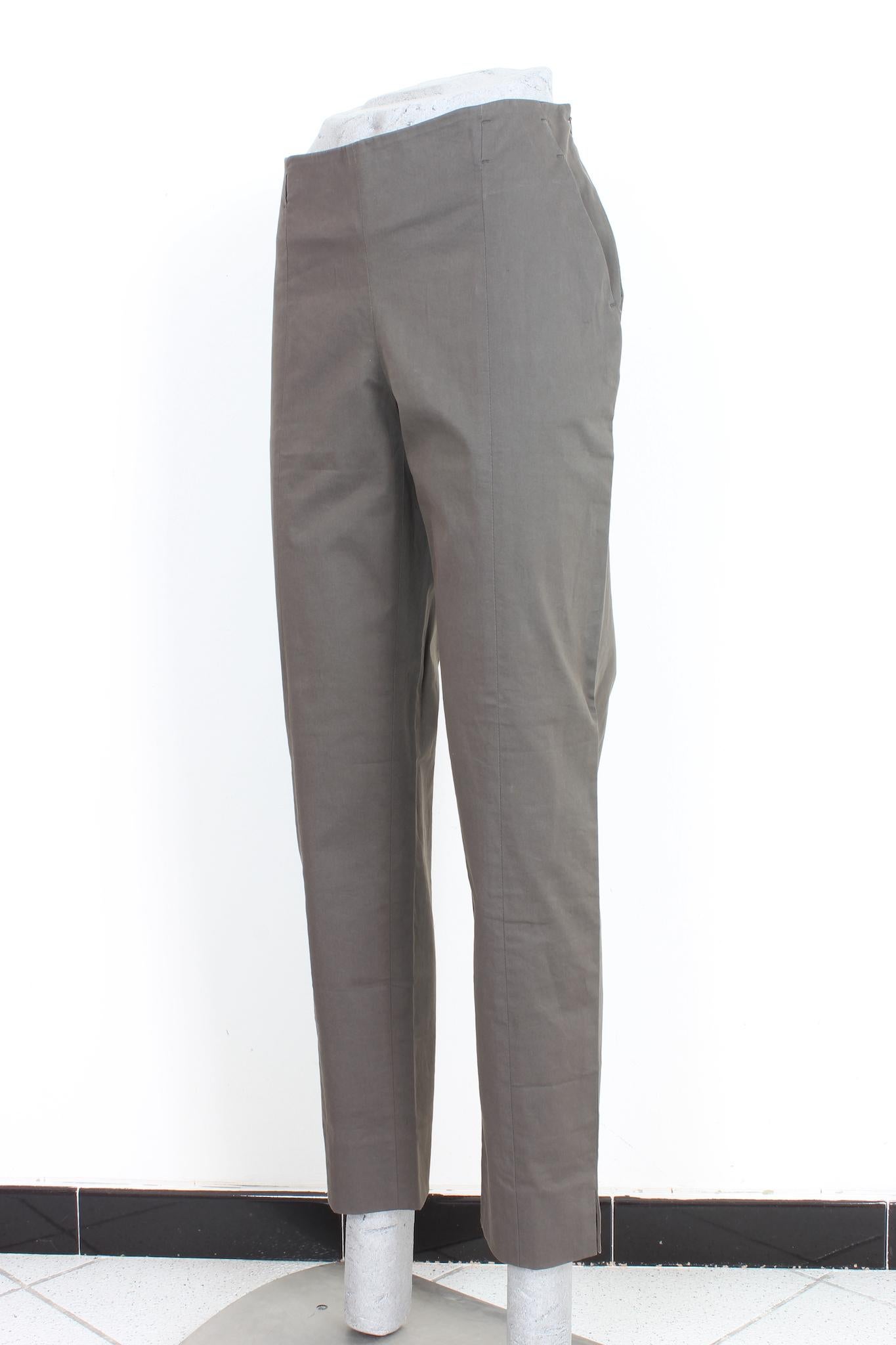 Gray Max Mara Green Cotton Straight Pants For Sale