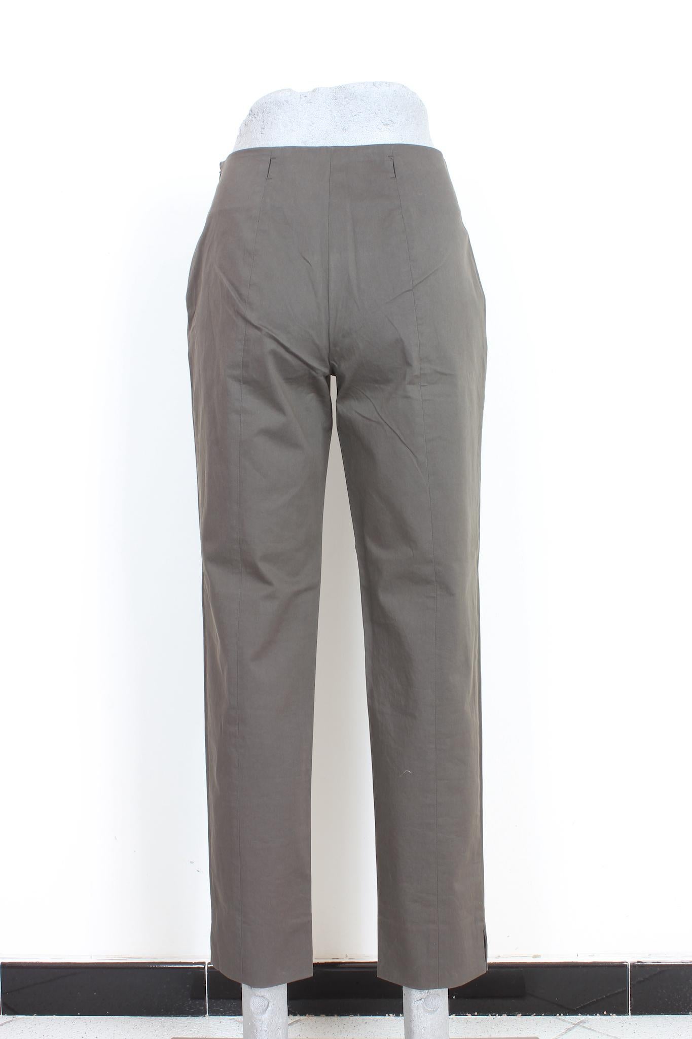 Max Mara Green Cotton Straight Pants In Excellent Condition For Sale In Brindisi, Bt