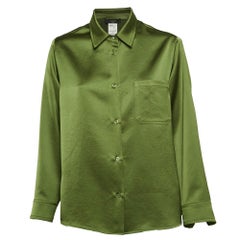 Max Mara Green Satin Button Front Shirt M