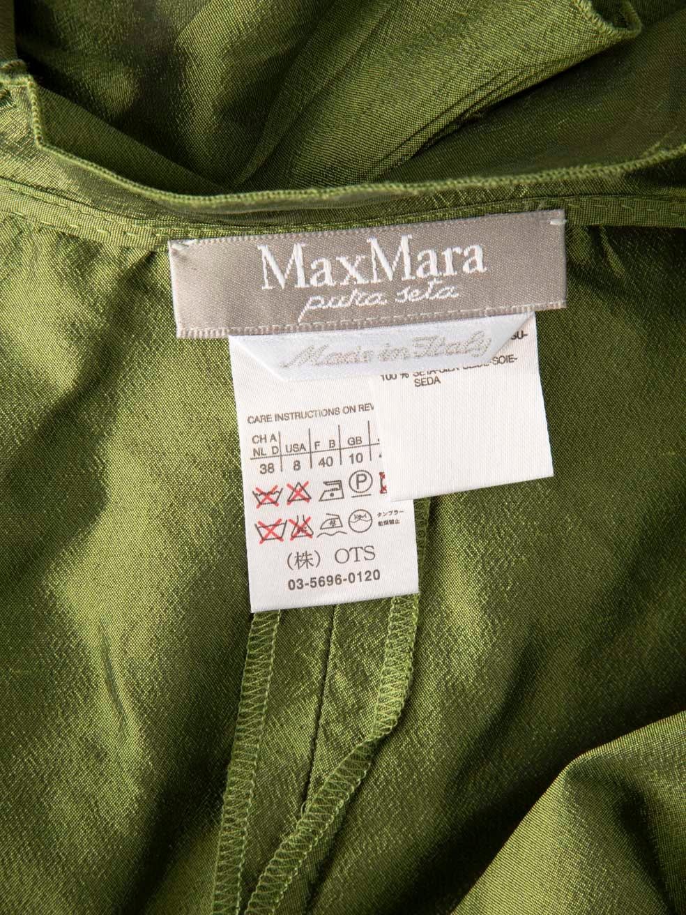 Women's Max Mara Green Silk Wrap Dress Size M For Sale