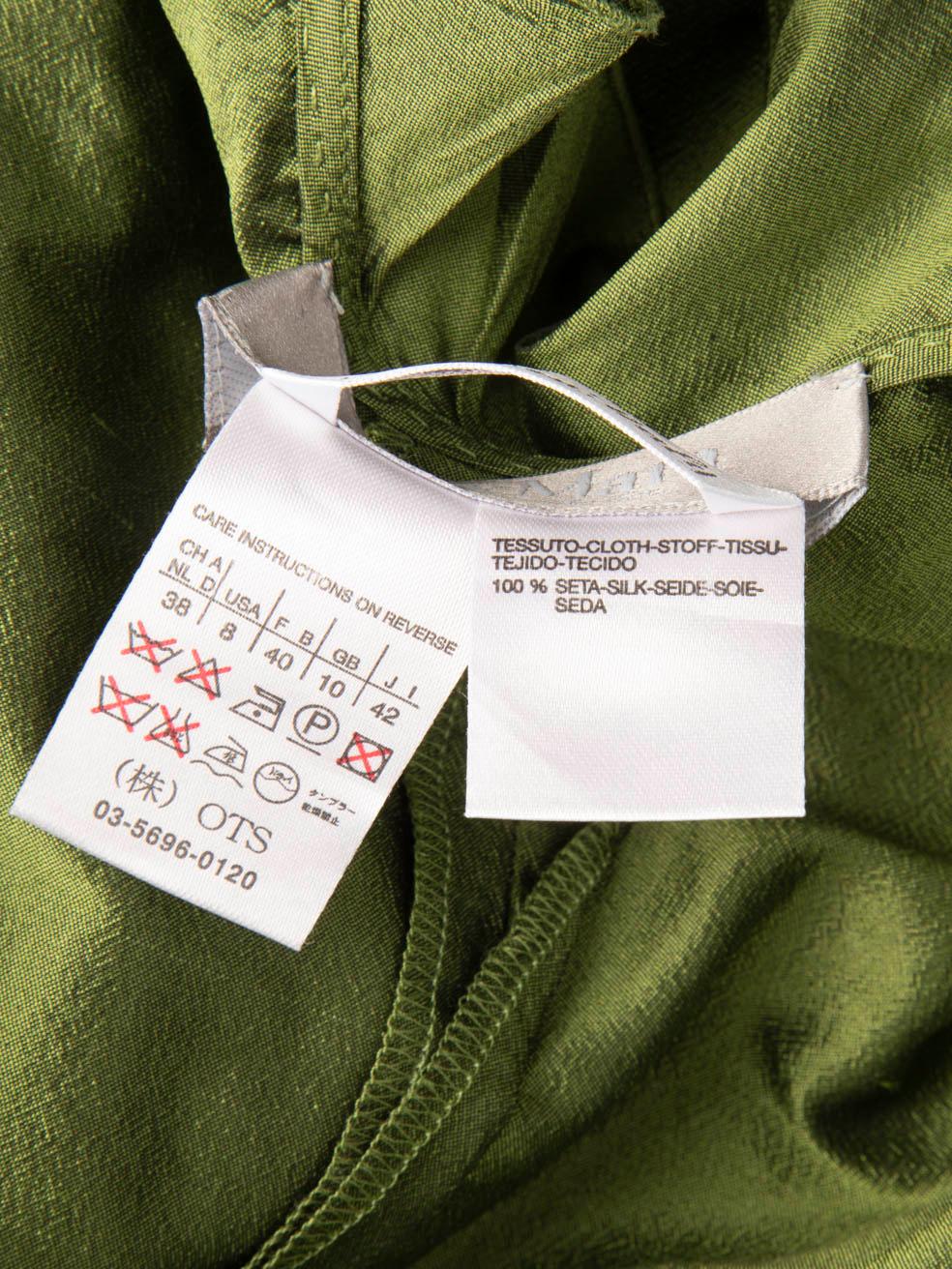 Max Mara Green Silk Wrap Dress Size M For Sale 1