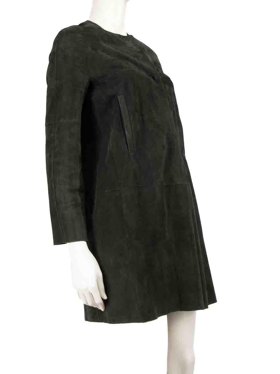 CONDITION is Very good. Minimal wear to the coat is evident. Minimal wear to the front is seen with abrasion marks on the piping in between the button closures, above the hemline and some on the sleeves on this used S' Max Mara designer resale