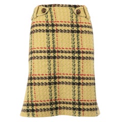 Max Mara Green Wool Checkered Skirt Size M