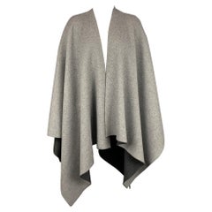 MAX MARA Grey & Beige Heather Reversible Cape Serra Shawl