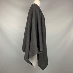 MAX MARA Grey & Charcoal Heather Reversible Cape Serra Shawl