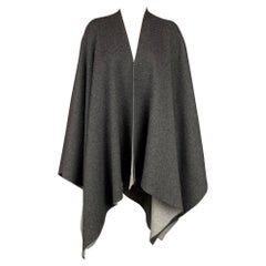 MAX MARA Grey & Charcoal Heather Reversible Cape Serra Shawl