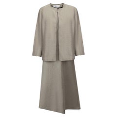 Max Mara Grey Linen Jacket & Midi Dress Set Size L