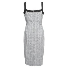 Max Mara Grey Plaid Cotton Sleeveless Fucino Midi Dress M