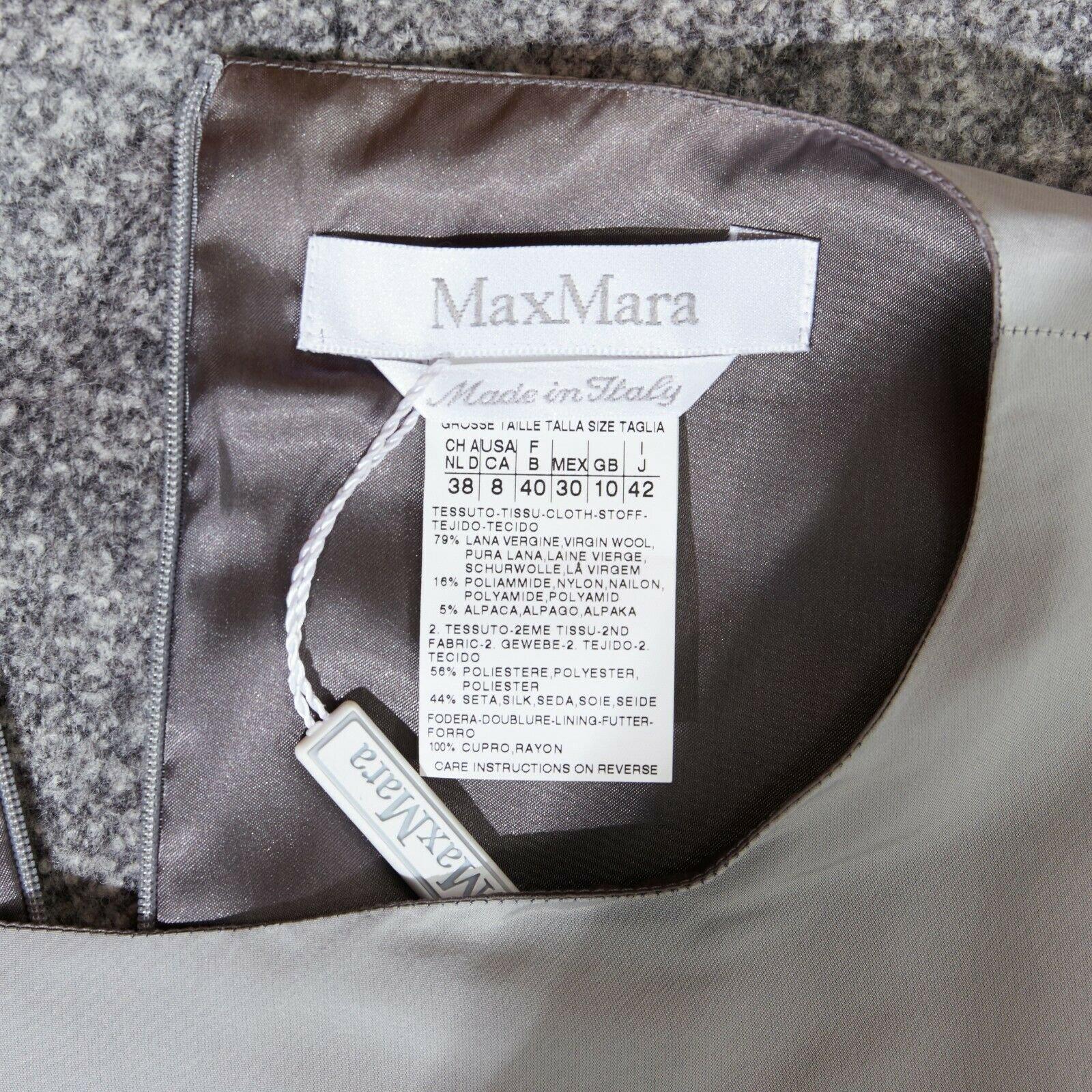 MAX MARA grey polyamide speckle wool skirt sleeveless work dress US8 FR40 M For Sale 4