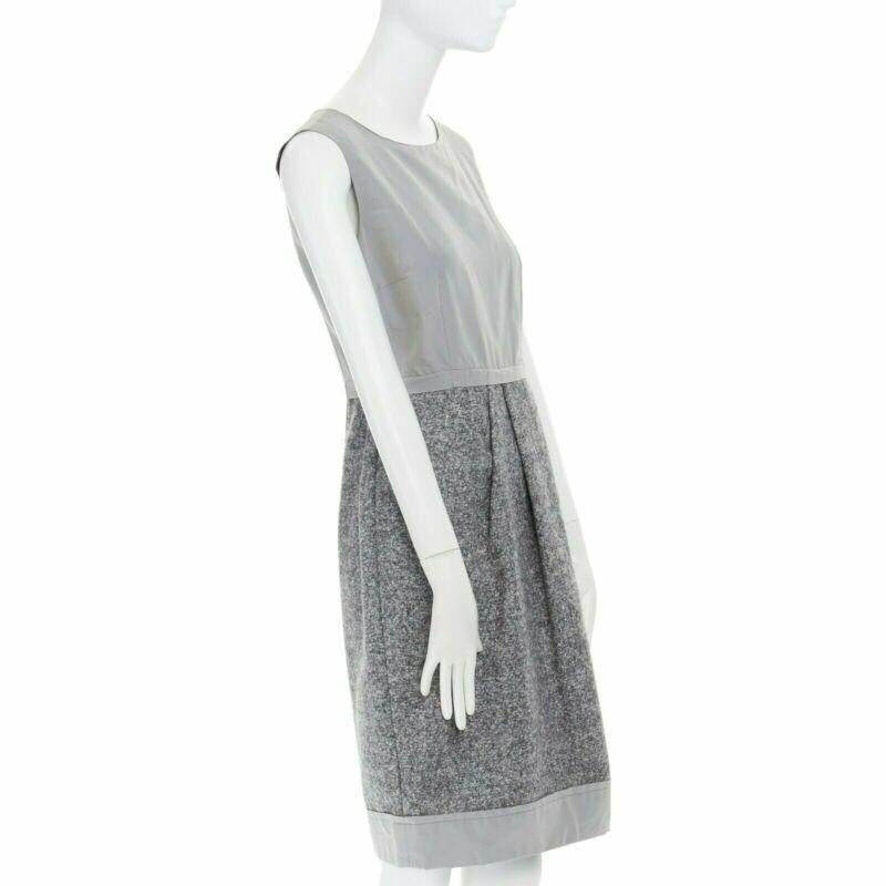 Gray MAX MARA grey polyamide speckle wool skirt sleeveless work dress US8 FR40 M For Sale