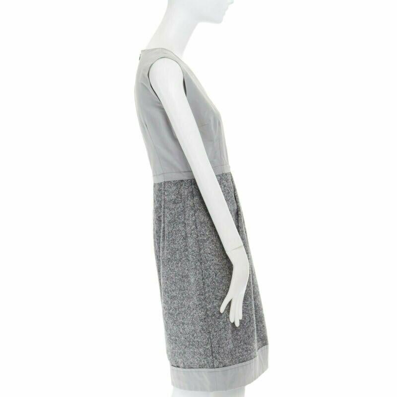 MAX MARA grey polyamide speckle wool skirt sleeveless work dress US8 FR40 M In Good Condition For Sale In Hong Kong, NT