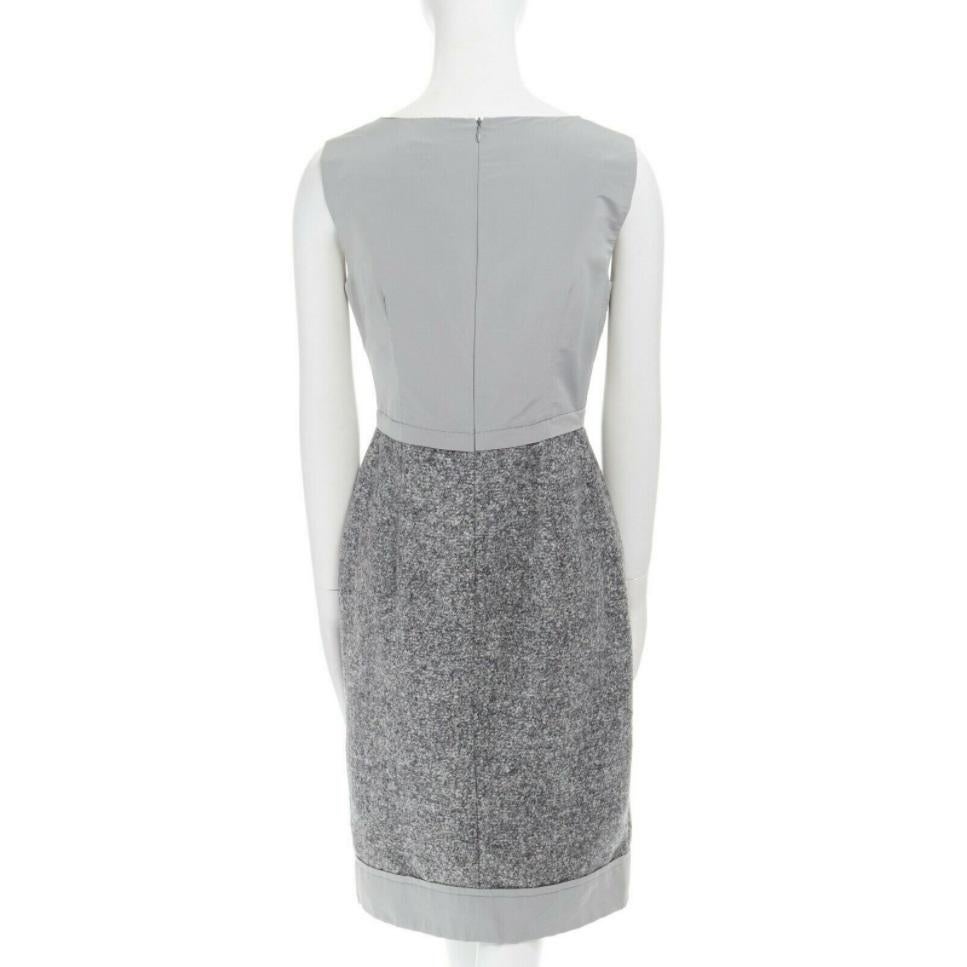 Gray MAX MARA grey polyamide speckle wool skirt sleeveless work dress US8 FR40 M For Sale