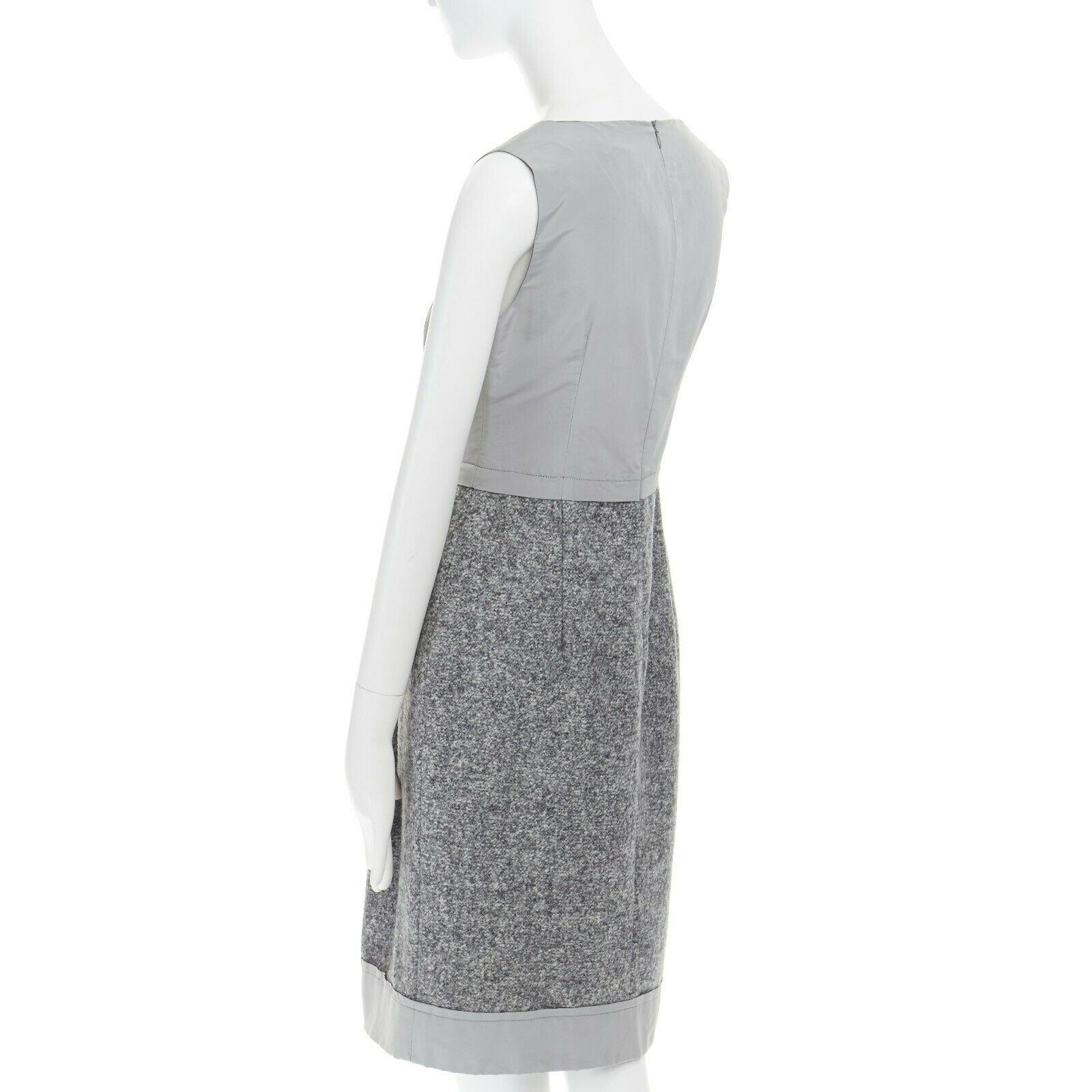 MAX MARA grey polyamide speckle wool skirt sleeveless work dress US8 FR40 M In Good Condition For Sale In Hong Kong, NT
