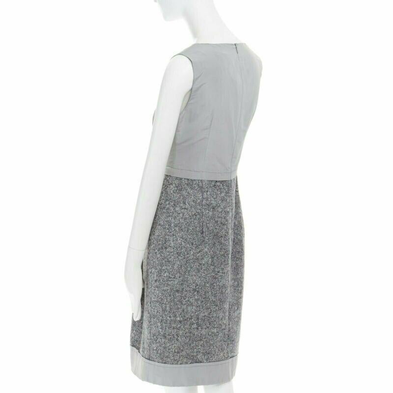 MAX MARA grey polyamide speckle wool skirt sleeveless work dress US8 FR40 M For Sale 1