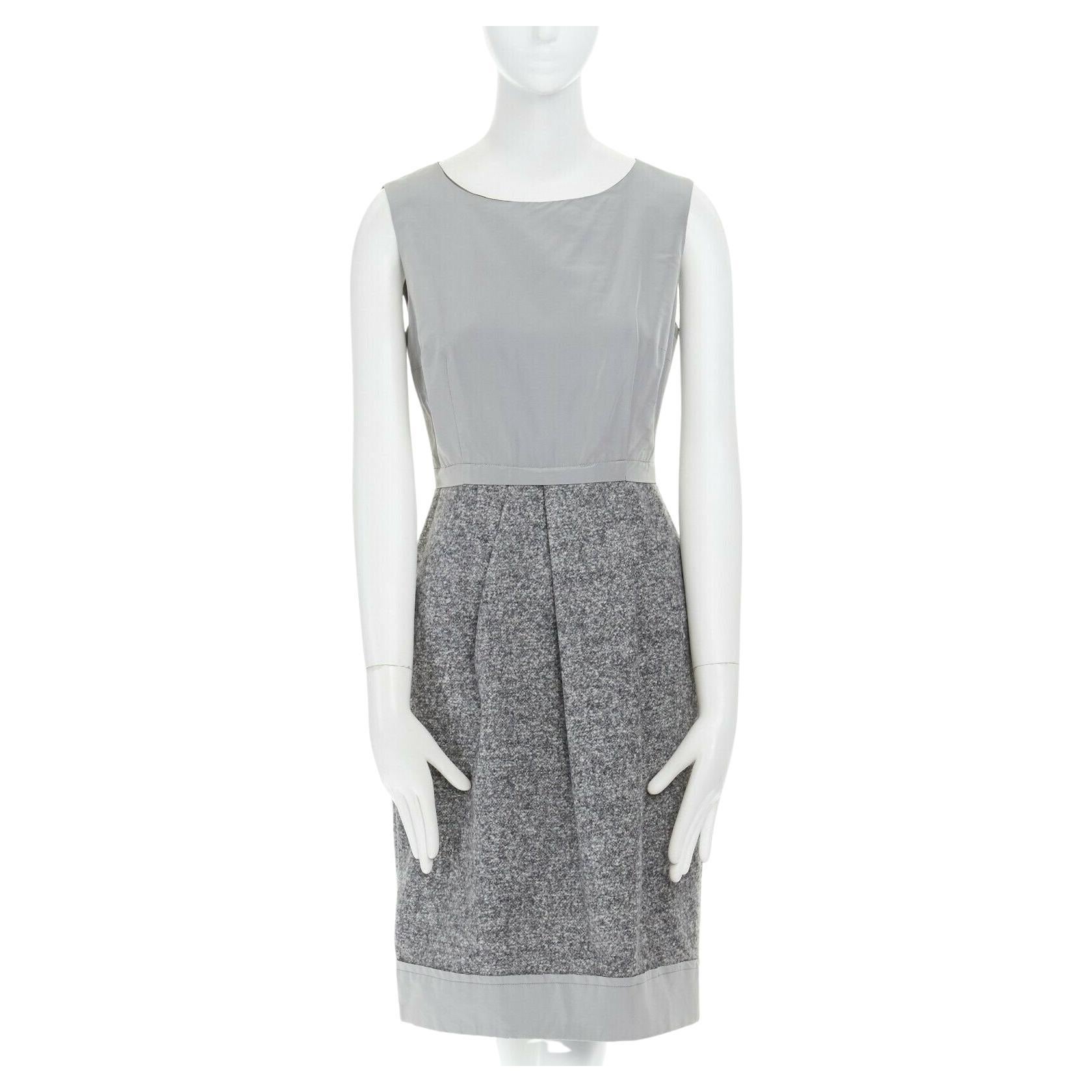 MAX MARA grey polyamide speckle wool skirt sleeveless work dress US8 FR40 M For Sale