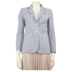 Max Mara Grey Striped Single Breasted Blazer Size M