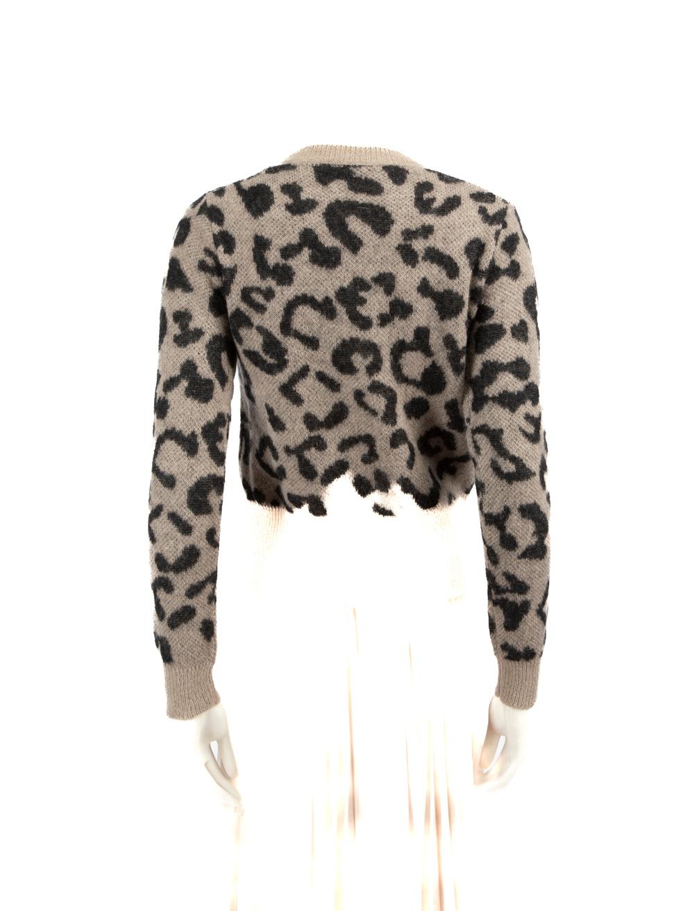 Beige Max Mara Grey Wool Leopard Pattern Knit Jumper Size S