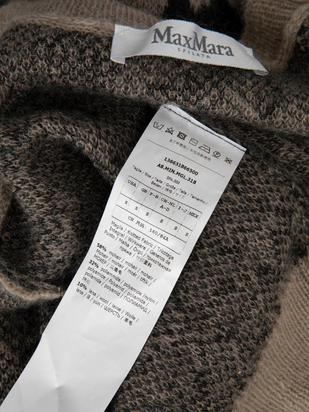 Women's Max Mara Grey Wool Leopard Pattern Knit Jumper Size S