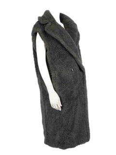 Max Mara Grey Wool Sleeveless Teddy Bear Coat Size M