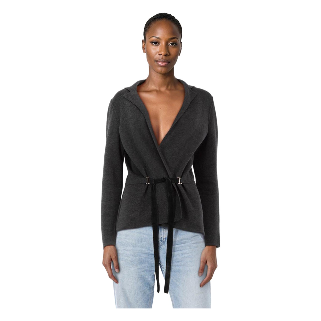 Max Mara - Cardigan gris à nouer à la taille - Taille S