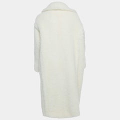 Manteau ours Max Mara ivoire et blanc à double boutonnage S