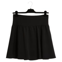 Max Mara Jupe Patineuse Noir FR40 Black Wool Crepe Skater Skirt UK12 US10