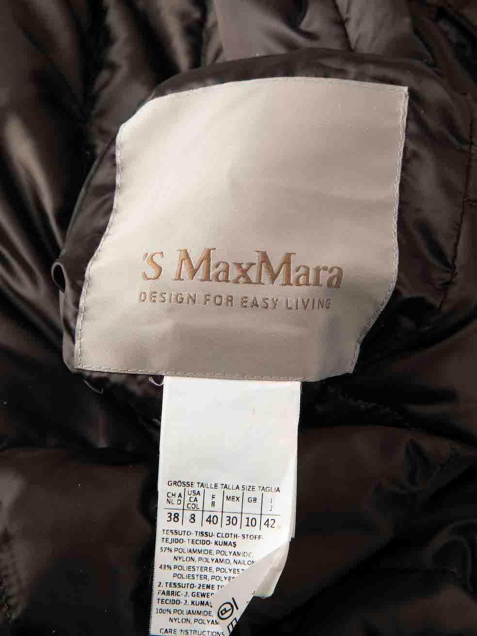 Women's Max Mara Khaki Fur Trim Quilted Reversible Coat Size M