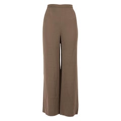 Max Mara Khaki Wool Straight Leg Trousers Size L