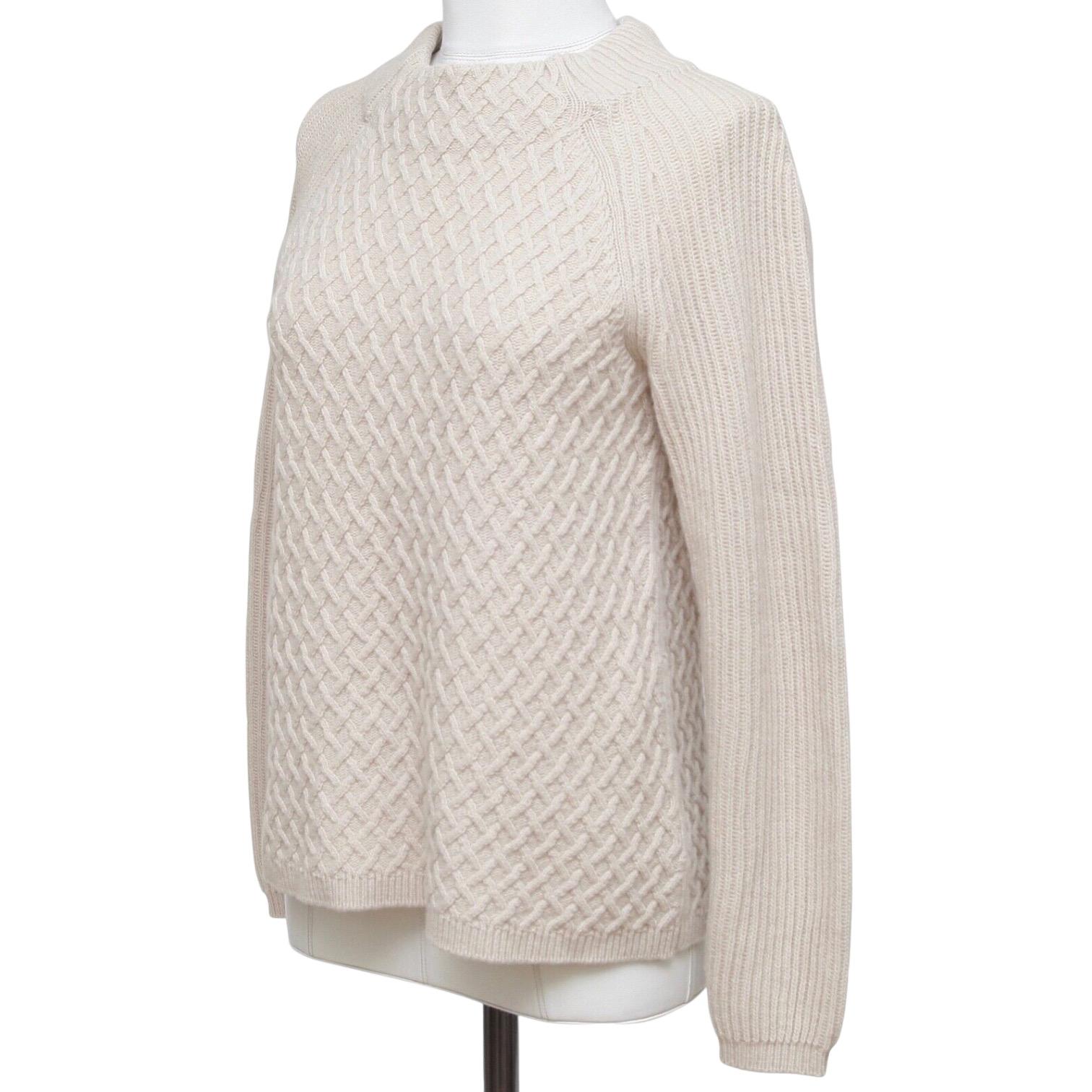 MAX MARA Knit Sweater Beige Long Sleeve Moc Turtleneck Pullover Sz S In Excellent Condition For Sale In Hollywood, FL