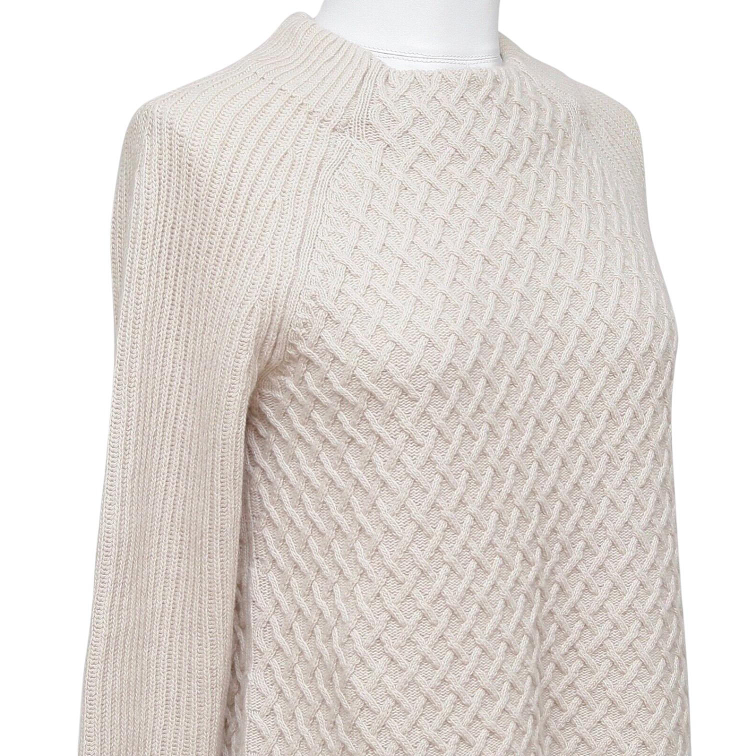 Women's MAX MARA Knit Sweater Beige Long Sleeve Moc Turtleneck Pullover Sz S For Sale