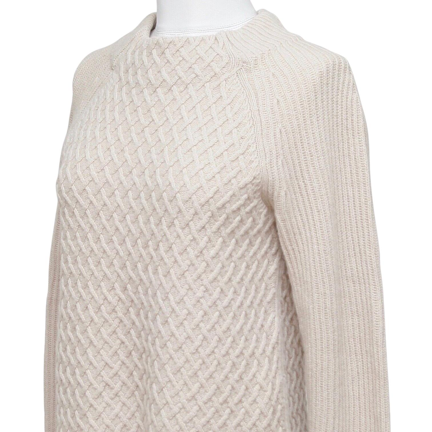 MAX MARA Knit Sweater Beige Long Sleeve Moc Turtleneck Pullover Sz S For Sale 1
