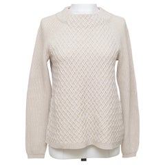MAX MARA Knit Sweater Beige Long Sleeve Moc Turtleneck Pullover Sz S