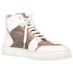 Used Max Mara Leather & Logo Print High Top Trainers Size IT 38