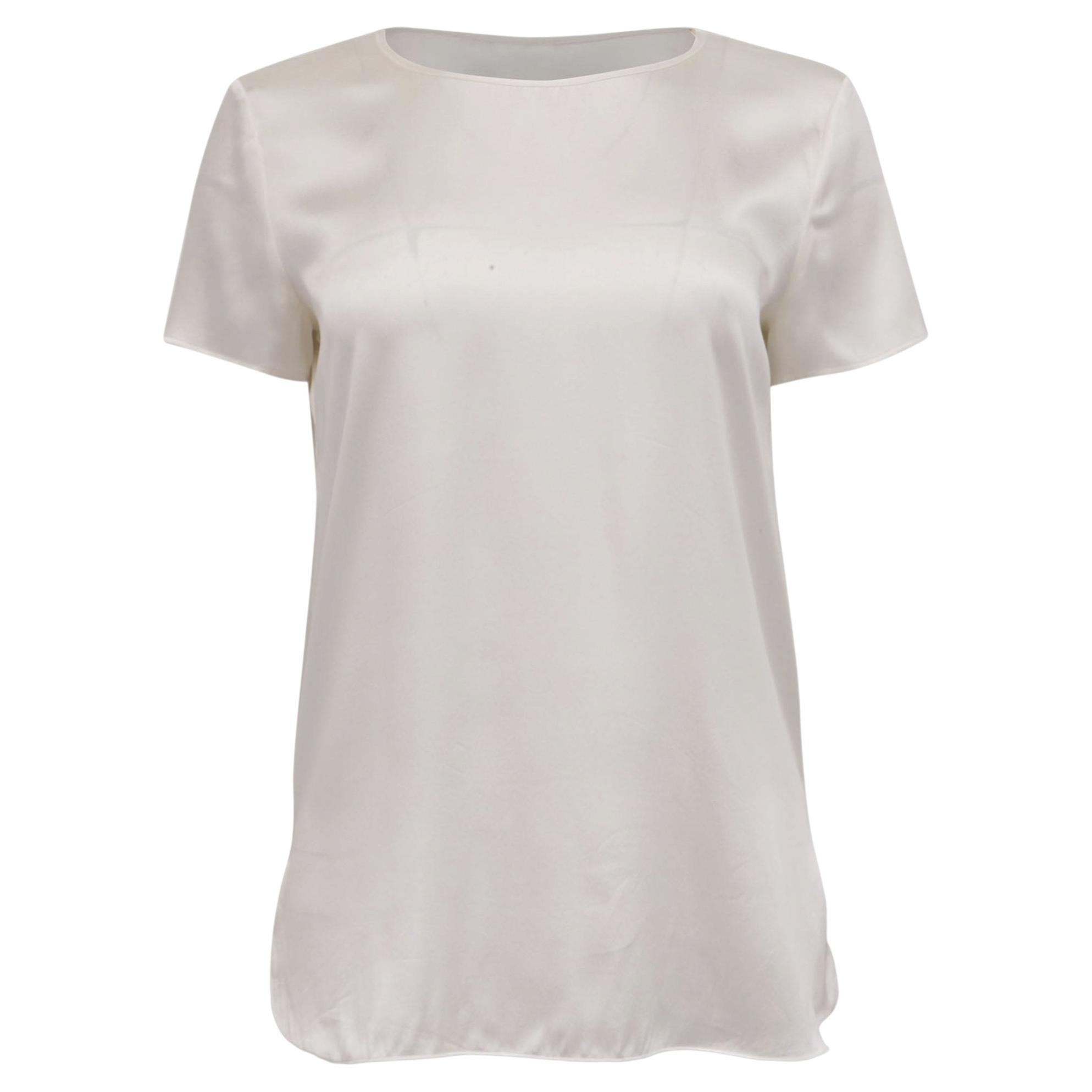 Maglietta Max Mara Leisure Cortona in raso di seta bianco sporco in vendita