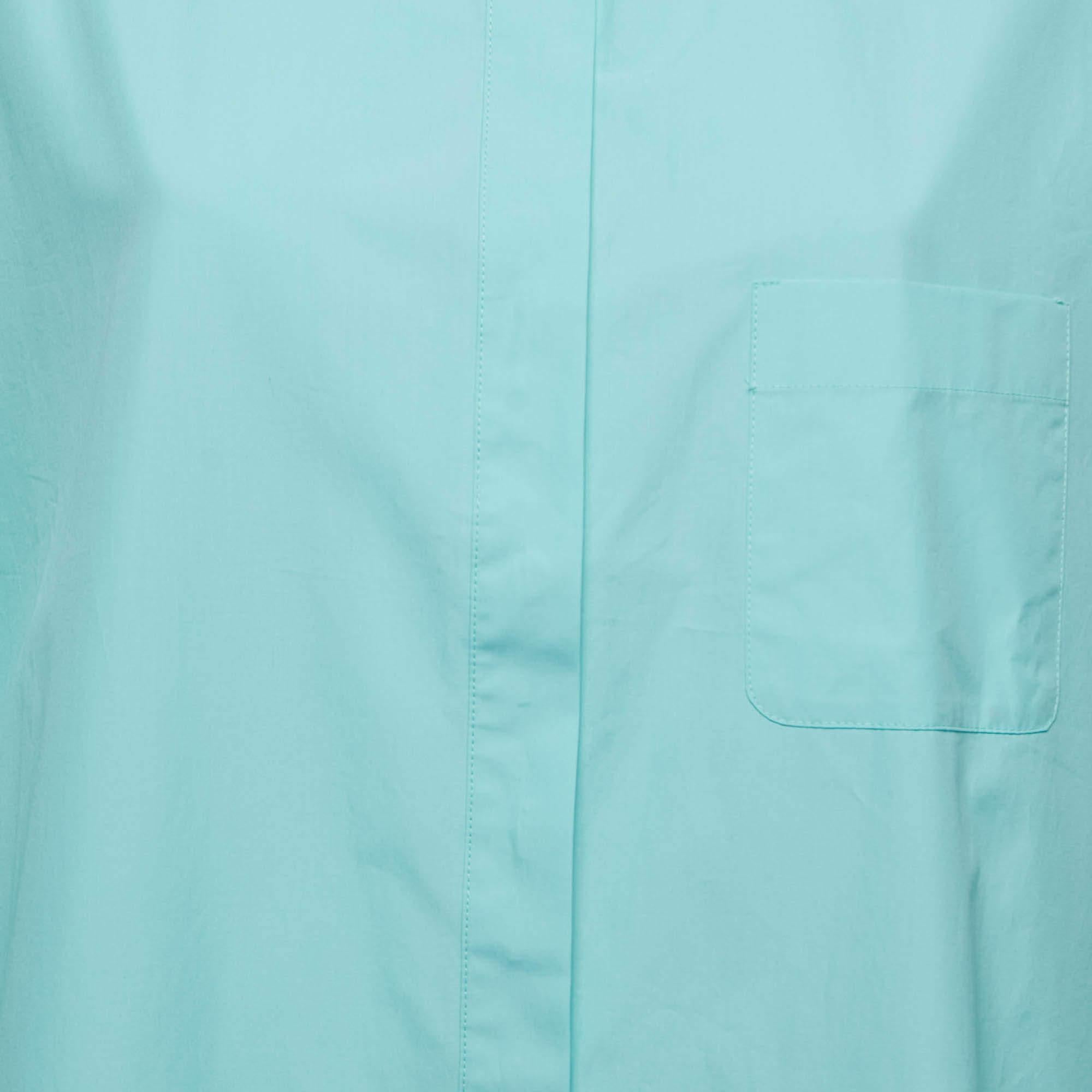 Women's Max Mara Light Blue Cotton Shirt Maxi Dress 3XL