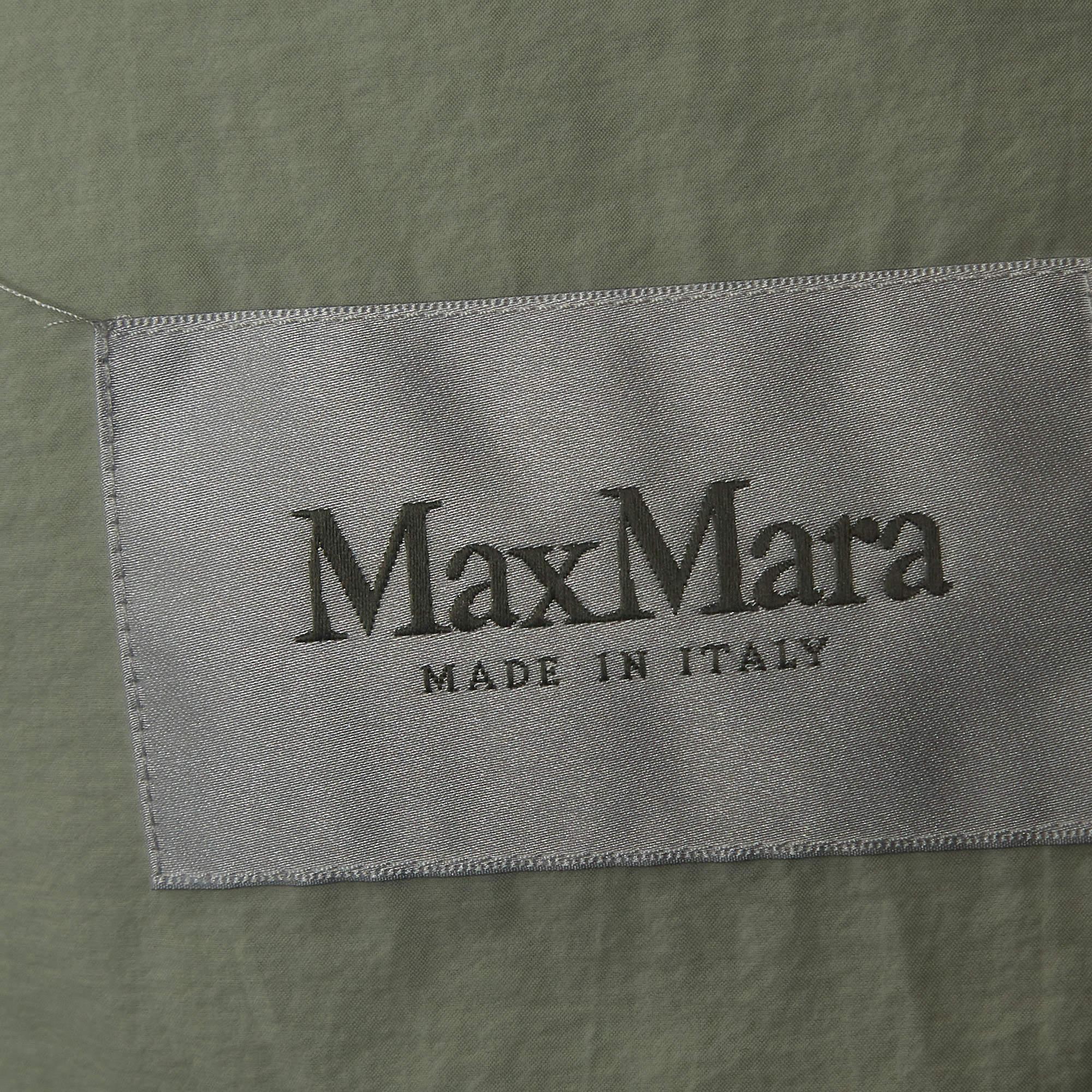 Max Mara Light Green Cotton Double Breasted Falster Trench Coat S In Excellent Condition For Sale In Dubai, Al Qouz 2