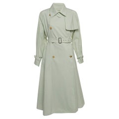 Used Max Mara Light Green Cotton Double Breasted Falster Trench Coat S
